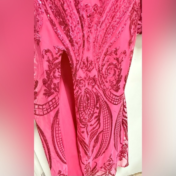 Source Unknown Pink Sequin One-Shoulder Gown - Picture 6 of 10